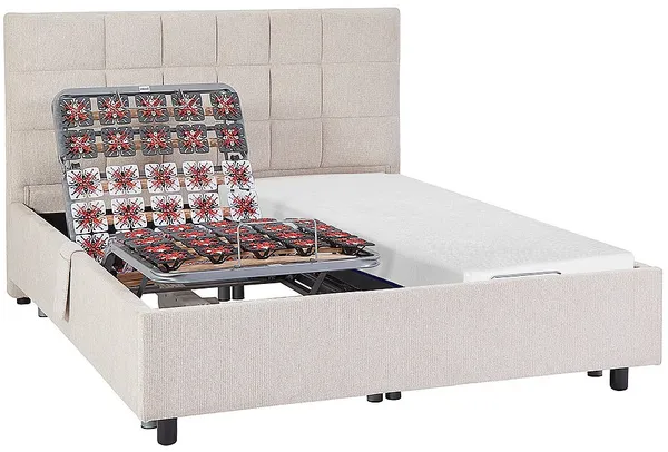 Vente-unique - EREGA Bett StoffStoff Beige - B 151 cm190 cm71 cm x H 110 cm20 cm16,5 cm x L 204 cm70 cm12 cm