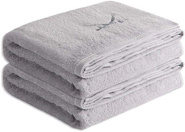 Sansibar Sylt Badetücher Sansibar Sylt Badetuch Saunatuch 2er Set Frottier-Serie „Classic“, (2-St), hochwertig gesticktes Sansibar Säbel-Logo, hautfreundlich