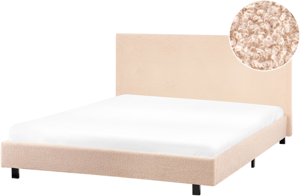 Bett mit Lattenrost Bouclé ALBI 140 x 200 cm Beige
