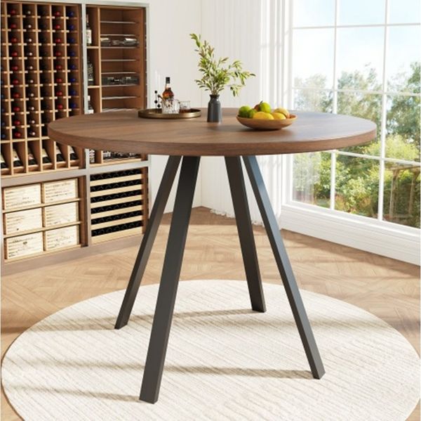 XDeer Esstisch Runder Esstisch,Küchentisch,Runder Kaffeetisch für 4, für Esszimmer, Wohnzimmer,Tischbeine aus Metall