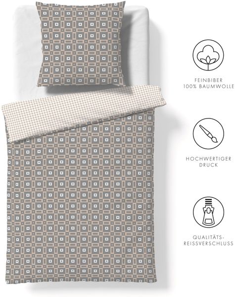 Fleuresse Aspen Biber Bettwäsche 135x200 Karo Wende braun beige 434555-07 Bild 4