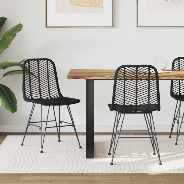 vidaXL Esszimmerstuhl 2 pcs Rattan und Eisen Schwarz 42011551