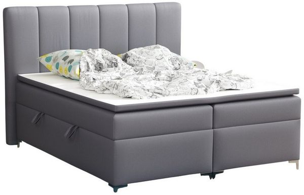 Fun Möbel Boxbett Bett Schlafzimmerbett ANGEL in Kunstleder inkl. LED-Beleuchtung (Bettkasten Beleuchtet, inkl. Fernbedienung für die LED-Beleuchtung), Inkl. Topper und Bettkasten