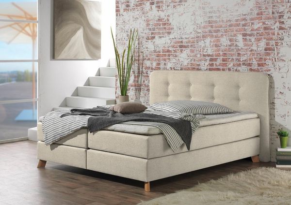 Home affaire Boxspringbett Cecina, in 5 Breiten, 3 Ausführungen, 2 Härtegrade, Knopfheftung, Topper