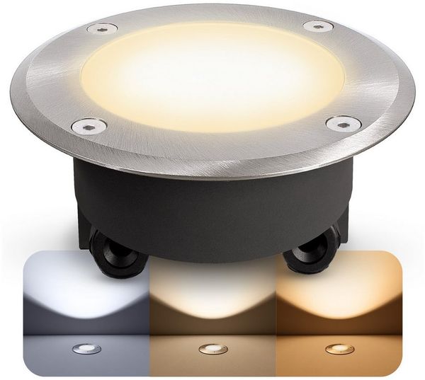 SSC-LUXon LED Gartenstrahler Bodenstrahler VISKOS IP67 LED 5W drei Lichtfarben austauschbares Glas, Neutralweiß, Warmweiß, Tageslichtweiß