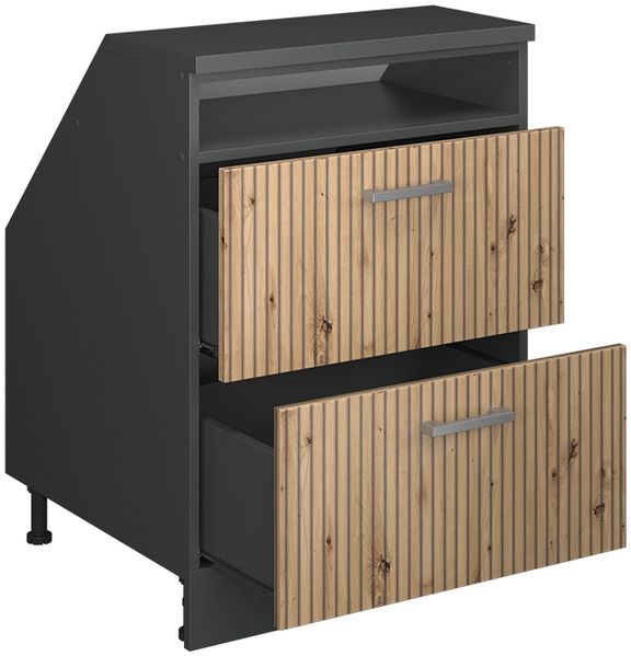 Küchenschrank für Dachschrägen R-Line Artisan-Eiche 60 cm mit 2 Schubladen, Schrankkorpus 60 cm Tiefe Vicco Bild 3