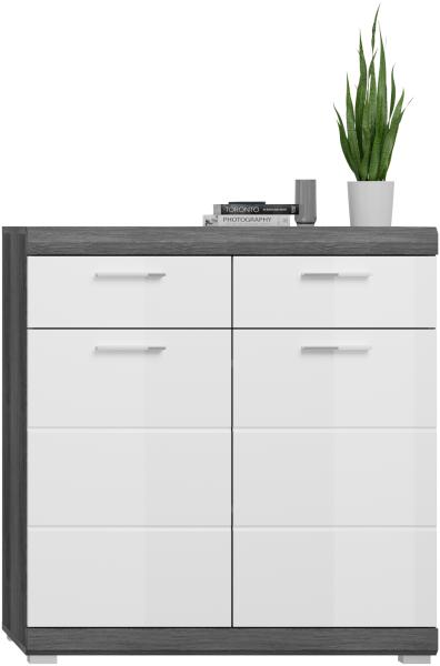 Schuhkommode Scout - Rauchsilber / Weiß Hochglanz Bild 2