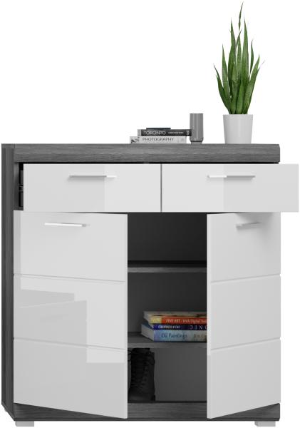 Schuhkommode Scout - Rauchsilber / Weiß Hochglanz Bild 3