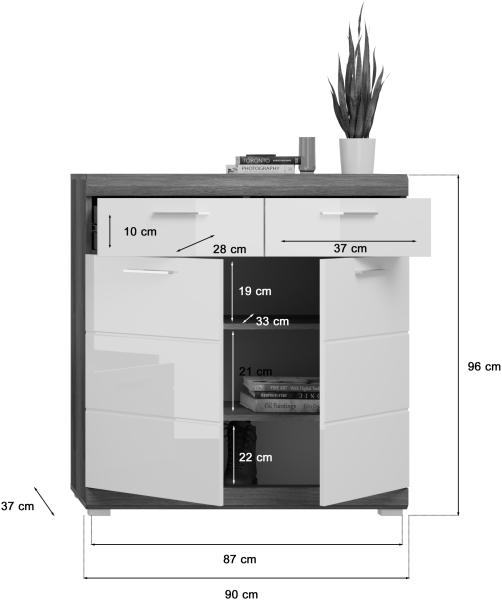 Schuhkommode Scout - Rauchsilber / Weiß Hochglanz Bild 4