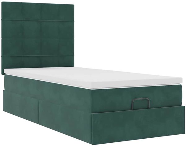 vidaXL Ottoman-Bett mit Matratzen Dunkelgrün 90x190 cm Samt 3313442 Bild 6