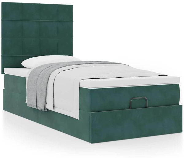 vidaXL Ottoman-Bett mit Matratzen Dunkelgrün 90x190 cm Samt 3313442 Bild 4