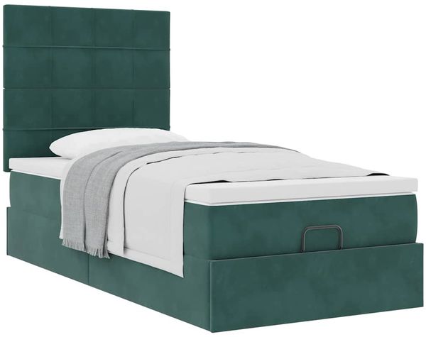 vidaXL Ottoman-Bett mit Matratzen Dunkelgrün 90x190 cm Samt 3313442 Bild 5
