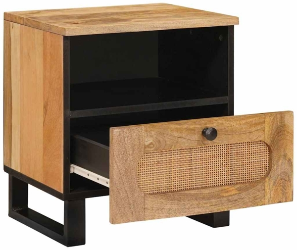 vidaXL Nachttisch Natur 40 x 33 x 46 cm Massivholz Mango 4018050