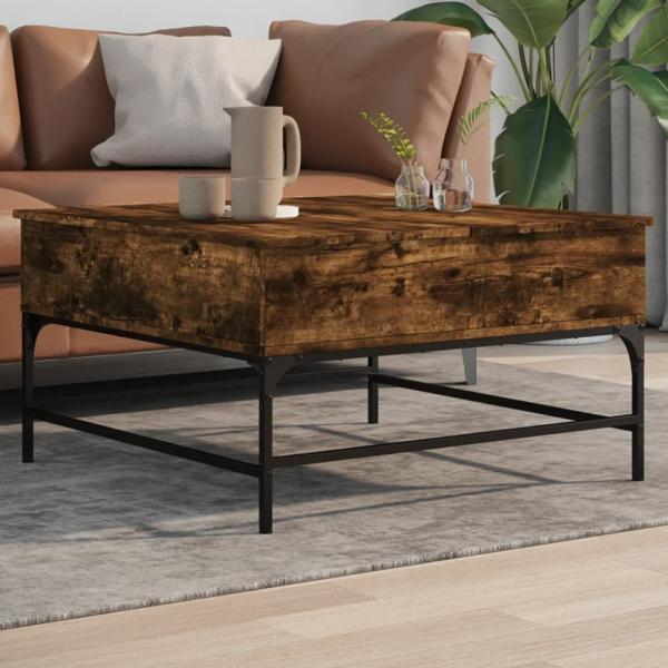 vidaXL Couchtisch Räuchereiche 80x80x45 cm Holzwerkstoff und Metall 845403