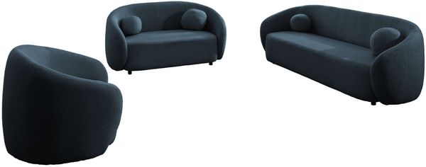 Sofa Set Capri in Boucléstoff - Boucle-Stoff - dunkelblau