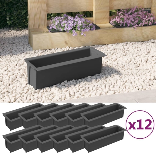 vidaXL Pflanzkasten für Europaletten 12 Stk. Grau 36x13,5x9,5 cm PP 318302