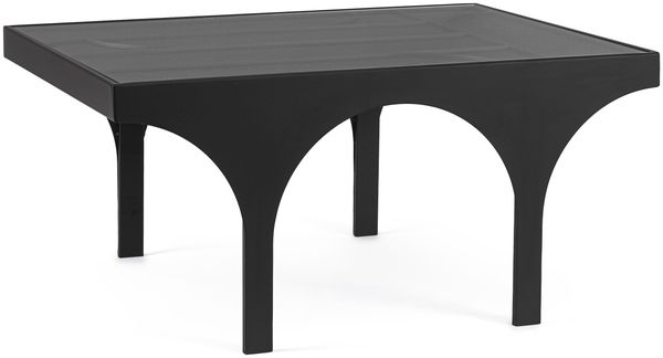 Couchtisch Eichara aus Metall und Glas, modern rechteckig, schwarz, 80x60 cm, pflegeleicht