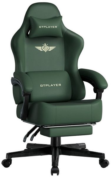 GTPLAYER Gaming-Stuhl Atmungsaktiver Bürostuhl, ergonomisch Hochwertiger - Stoff/Kunstleder, 160° Verstellbare Rückenlehne und ausziehbare Fußstütze