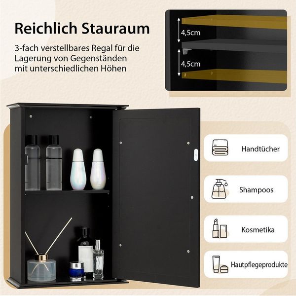 COSTWAY Spiegelschrank Bad Badezimmerschrank mit Tür, verstellbarer Ablage