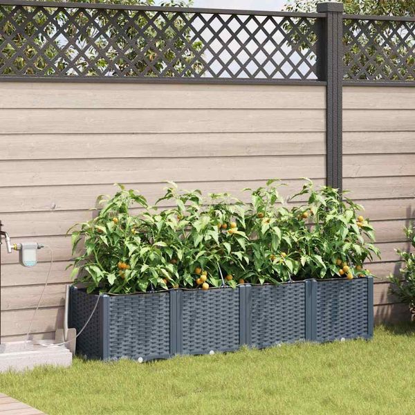 vidaXL Garten-Pflanzgefäß 4 Stk. Hellgrau 160 x 40 x 37,5 cm PP 42002893