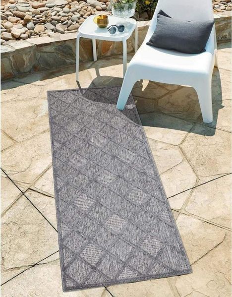 Carpet City Teppich In-& Outdoorteppich Santorini 457, 3D-Effekt, Raute-Look, rechteckig, Höhe: 5 mm, Wetterfest & UV-beständig für Terrasse, Balkon, Küche, Flur