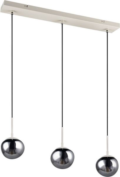 s.Oliver Pendelleuchte ANJELLA, Hängelampe beige exkl. E14, warm grey (beige) + smoke Glas, Leuchtmittel wechselbar, warmweiß - kaltweiß, mit mundgeblasenen Glasschirmen in rauchgrau, max 10W