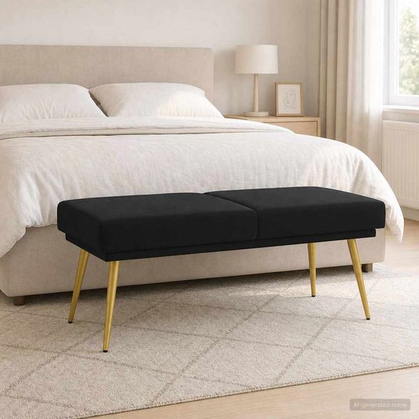 vidaXL Doppellagige Bank Schwarz 120 x 45 x 46 cm Samt 42038591