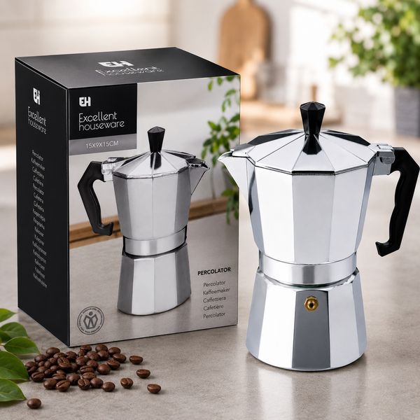 Espressokocher 330 ml aus Aluminium – Mokkakanne für 6 Tassen Espresso