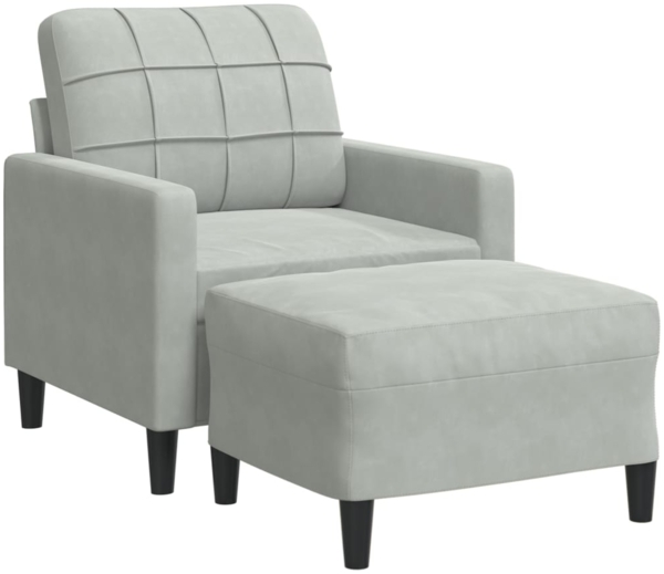 vidaXL Sessel mit Hocker Hellgrau 60 cm Samt 3278257