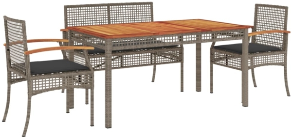 vidaXL 5-tlg. Garten-Essgruppe mit Kissen Grau Poly Rattan 3213577