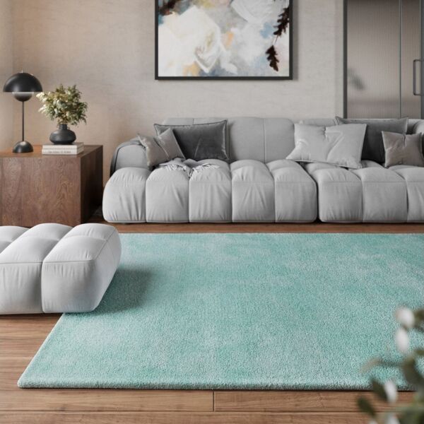 Homie Living Teppich Pisa, rund, Höhe: 25 mm, Hochflor, Microfaser, uni, weich, Shaggy, Wohnzimmer, Schlafzimmer
