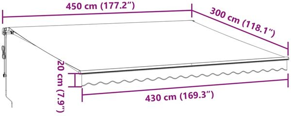 vidaXL Markise Automatisch Anthrazit und Weiß 450x300 cm 3310235 Bild 11