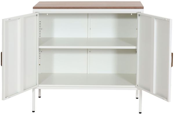 Kommode HWC-L84, Sideboard Schrank Anrichte, 2 Türen Metall 90x90x40cm, Melamin beschichtet ~ weiß Bild 6