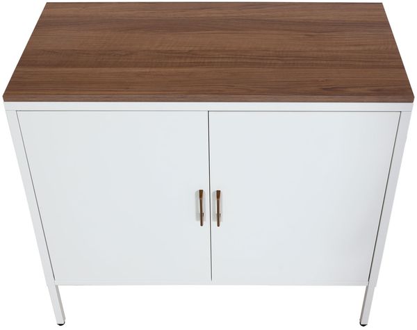 Kommode HWC-L84, Sideboard Schrank Anrichte, 2 Türen Metall 90x90x40cm, Melamin beschichtet ~ weiß Bild 8