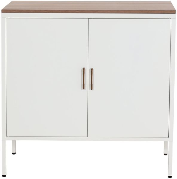 Kommode HWC-L84, Sideboard Schrank Anrichte, 2 Türen Metall 90x90x40cm, Melamin beschichtet ~ weiß Bild 5