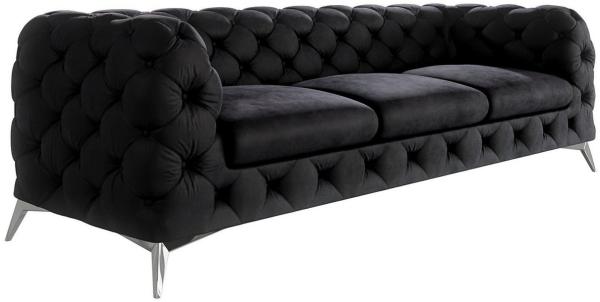 S-Style Möbel Chesterfield-Sofa 3-Sitzer Kalina mit Silber Metall Füßen, mit Wellenfederung