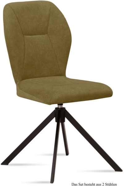 Esszimmerstuhl drehbar (2er-Set) Denyse 51x92x60 Schwarz/Olivgrün