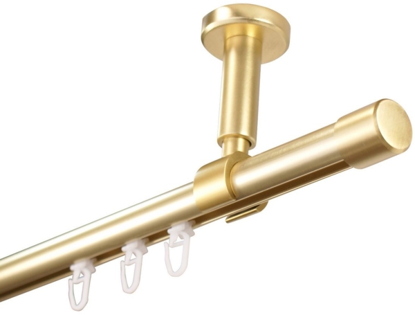 iso-design Gardinenstange Innenlauf zur Deckenmontage 20 mm Durchmesser variabler Deckenabstand, Ø 20 mm, Deckenmontage, geschraubt, Aluminium, Komplett Set 1-läufig, Deckenmontage