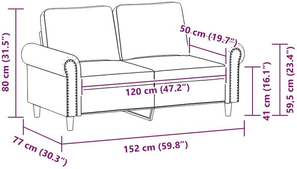vidaXL 2-Sitzer-Sofa Schwarz 120 cm Kunstleder 359499 Bild 9