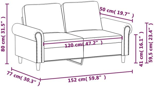 vidaXL 2-Sitzer-Sofa Schwarz 120 cm Kunstleder 359499 Bild 8