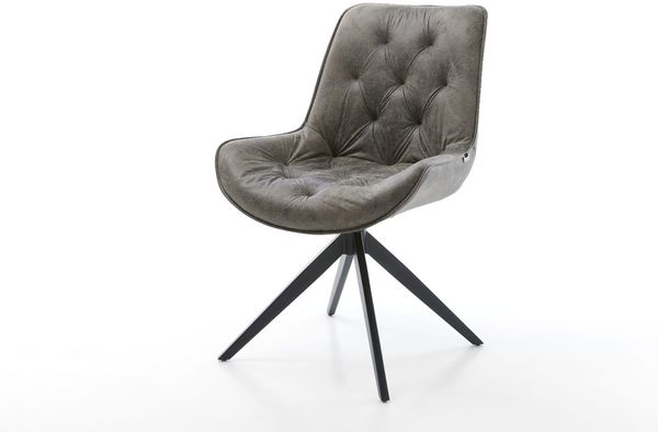 Drehstuhl Taimi-Flex Mikrofaser Grau Antik Kreuzgestell breit Schwarz 360° drehbar Wippfunktion