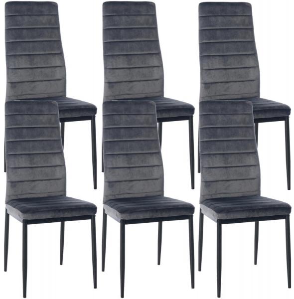 6er Set Esszimmerstühle Mayfair Samt grau