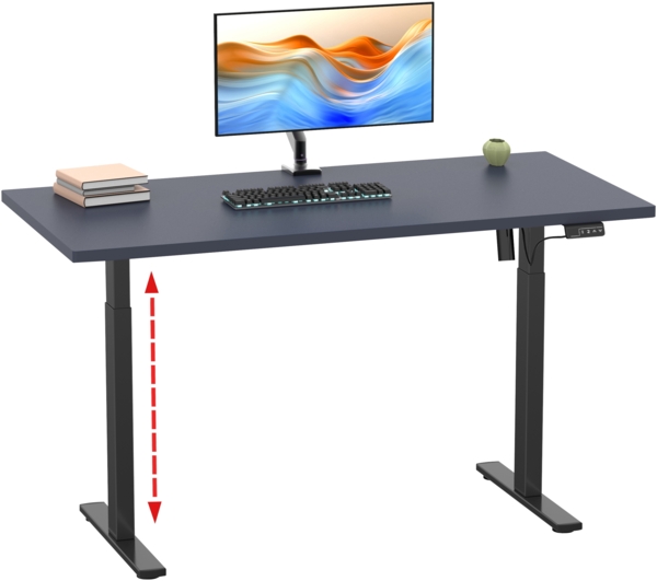 VCM Schreibtisch Lona 919940 Schwarz / Anthrazit H. 71-120 x B. 140 x T. 80 cm