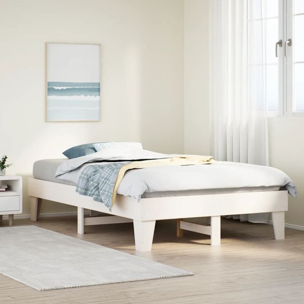 vidaXL Massivholzbett ohne Matratze Weiß 120x200 cm Kiefernholz 855359