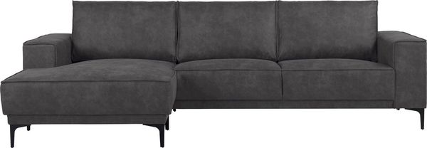 OTTO home Ecksofa Polsterecke Oland, Struktur, Flachgewebe, Luxus-Microfaser, Boucle, L-Form, 280 cm, Wellenunterfederung, Skandi-Design, Metallfüße