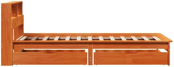 vidaXL Massivholzbett mit Regal ohne Matratze Wachsbraun 100x200 cm 3309817 Bild 5