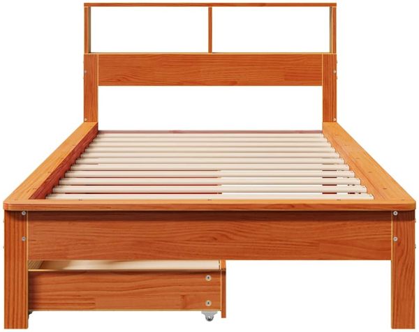 vidaXL Massivholzbett mit Regal ohne Matratze Wachsbraun 100x200 cm 3309817 Bild 4