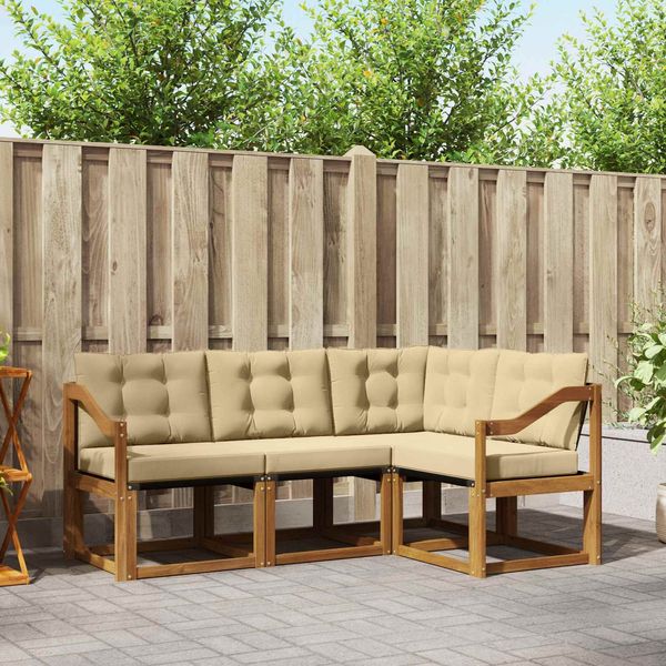 vidaXL Outdoor-Sofagarnitur mit Kissen 4 pcs Natur und Beige 3368628