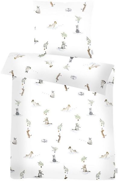 APELT Bettwäsche Cats GOTS, Satin (Bio-Baumwolle), 2 teilig, Katzenmotive