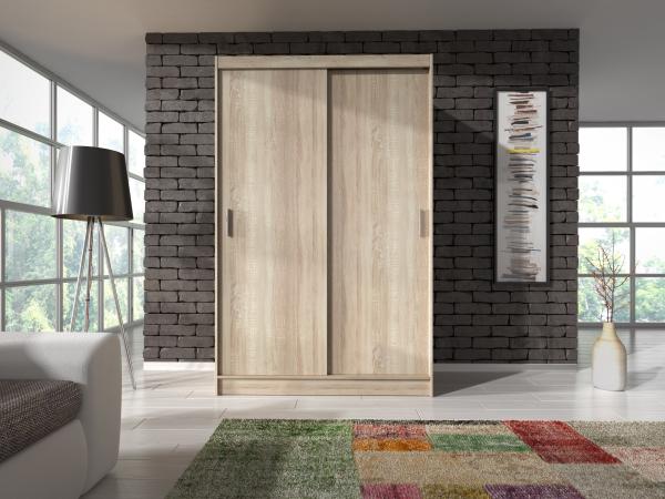 Domando Kleiderschrank Picena 130 Modern Breite 130cm, Schwebetüren, praktische Facheinteilung in Sonoma Eiche